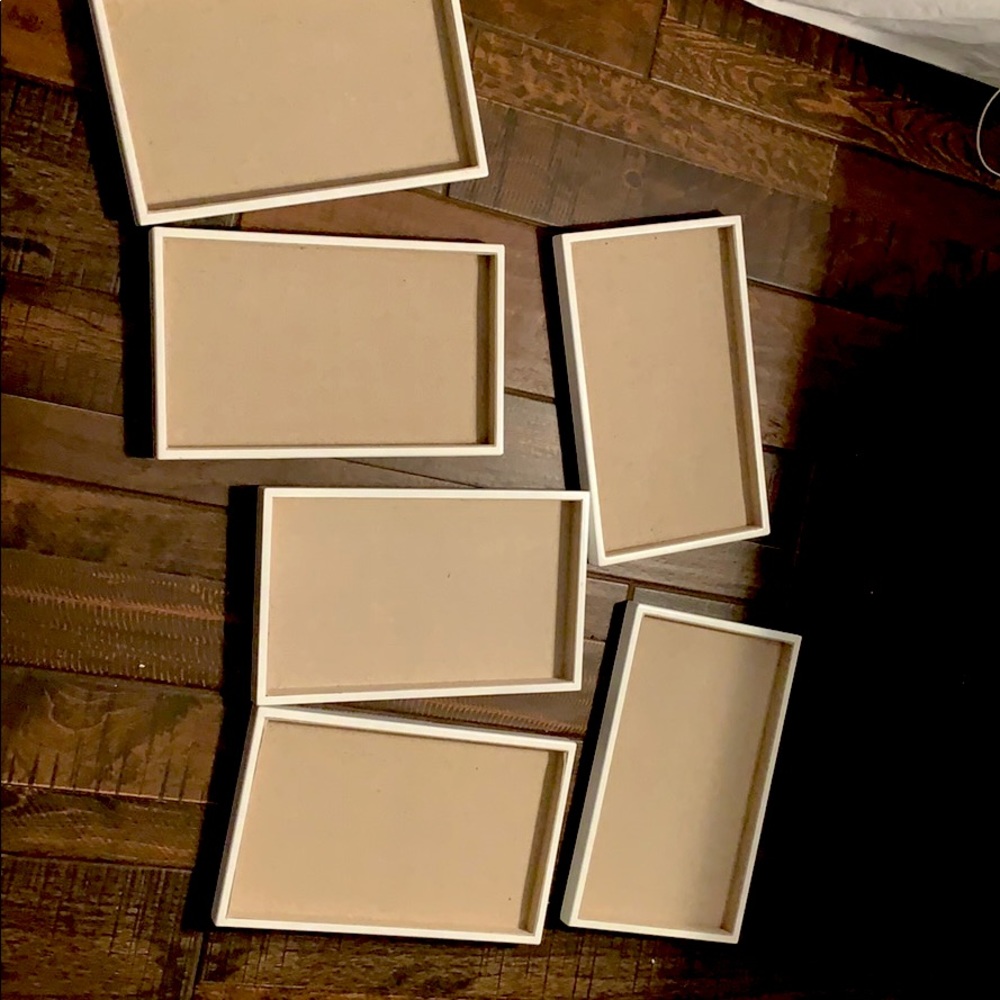 White wooden jewelry trays